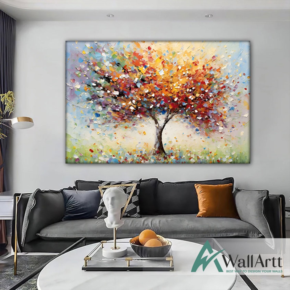 Abstract Colorful Tree III 3d Heavy Textured Partial Oil Painting